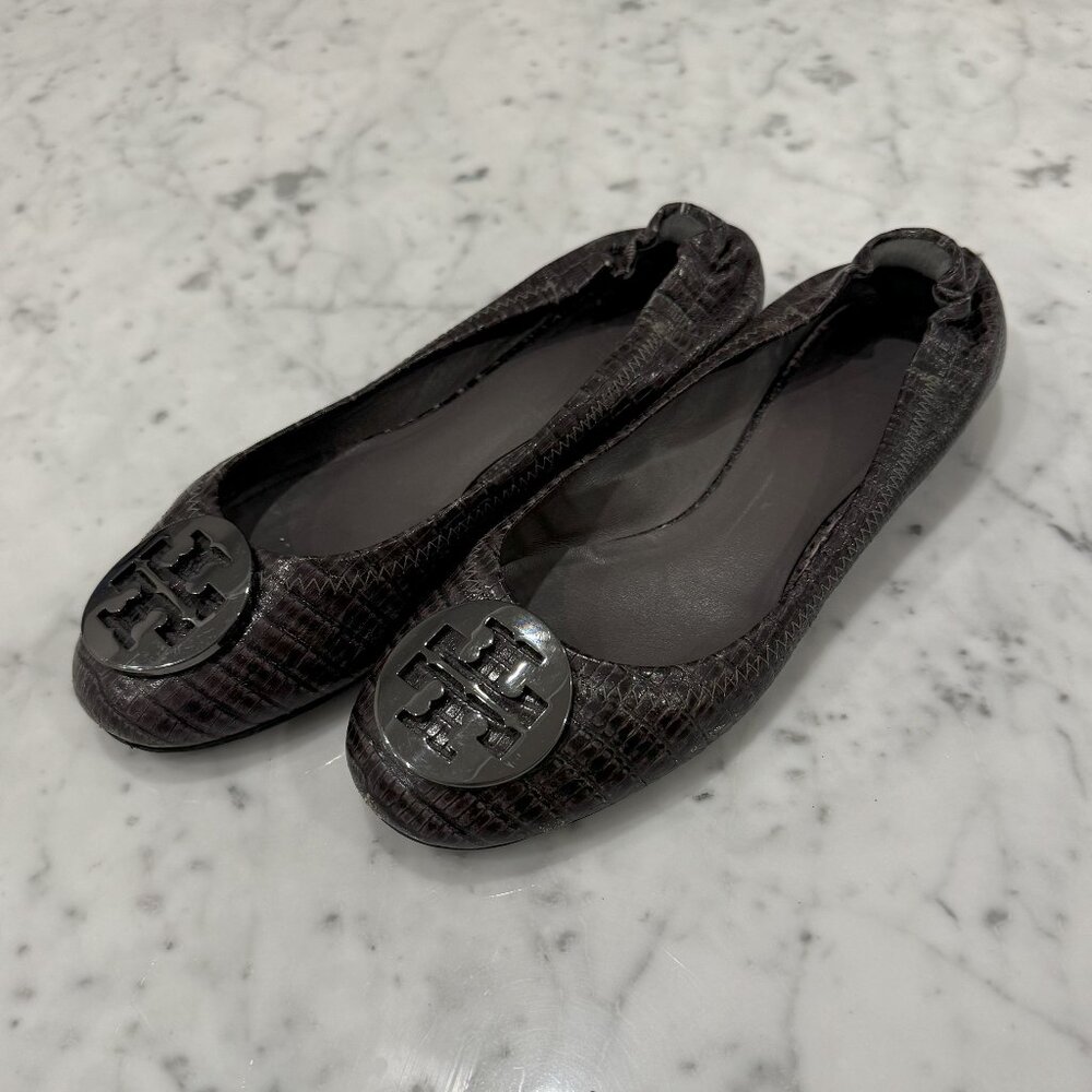Tory Burch Snakeskin Pattern Ballet Flats - Size 7.5